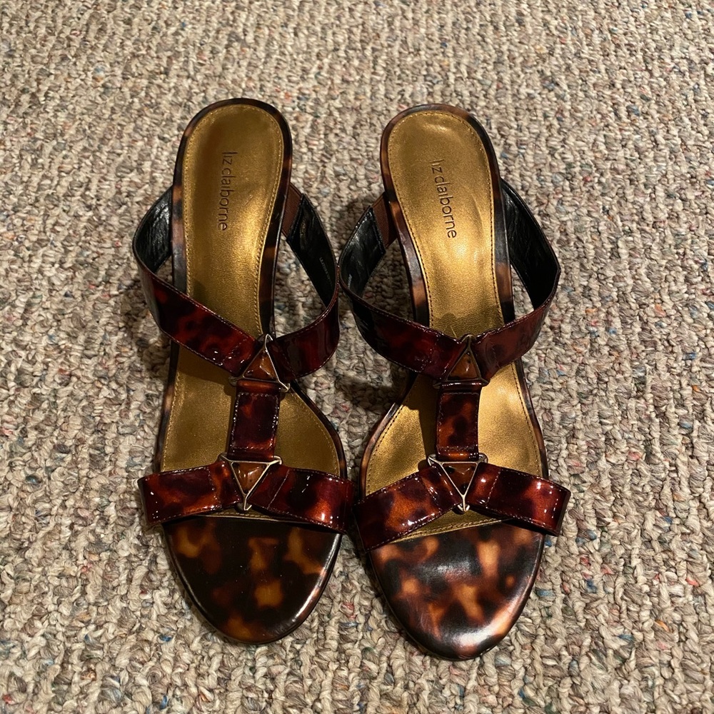 Liz Claiborne strappy tortoise sandal heels